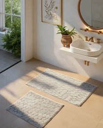 Mijölnir Rabbit - Taupe Grey Juego de 2 Alfombrillas de Baño Antideslizantes